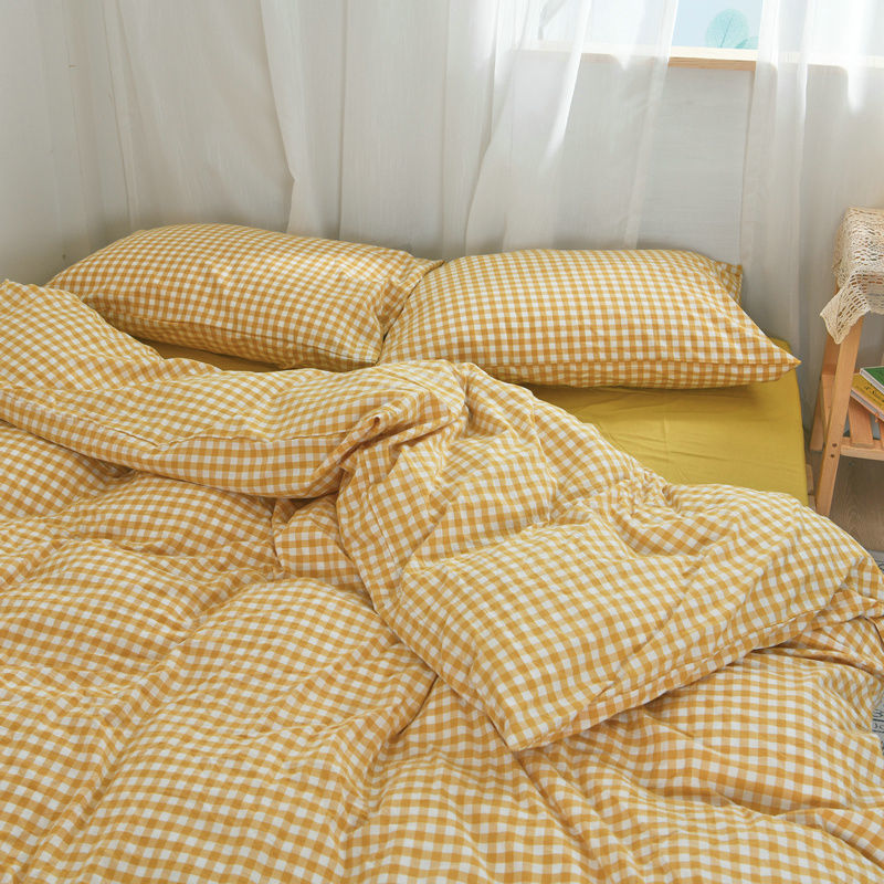 Simple Checkered Sheets, Duvet Cover And Bedding Set Of Four Pi-Mart