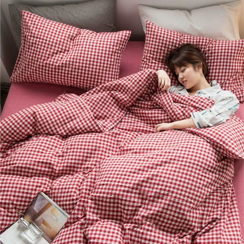 Simple Checkered Sheets, Duvet Cover And Bedding Set Of Four Pi-Mart