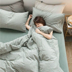 Simple Checkered Sheets, Duvet Cover And Bedding Set Of Four Pi-Mart