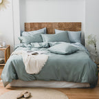Summer Light Luxury Pure Color Tencel Four-piece Set Simple Ice Silk Cool Feeling Silky Nude Sleeping Quilt Cover Bed Sheet Bedding Pi-Mart