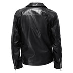Men's Slim Fit Leather Jacket - Spring Autumn Round Neck Zip Front Casual Coat Pi-Mart