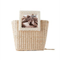 Cattail Woven Bag, Pearl Handle, Bead Handbag, Straw Woven Bag, Shoulder Diagonal Bag Pi-Mart