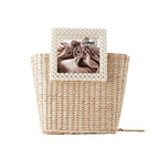 Cattail Woven Bag, Pearl Handle, Bead Handbag, Straw Woven Bag, Shoulder Diagonal Bag Pi-Mart