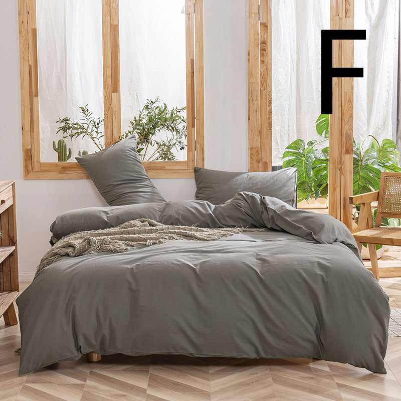 Washed Cotton Four-piece Set, Simple Bedding, Home Textile Cotton Quilt Cover, Bed Sheet Pi-Mart