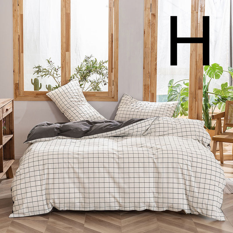 Washed Cotton Four-piece Set, Simple Bedding, Home Textile Cotton Quilt Cover, Bed Sheet Pi-Mart