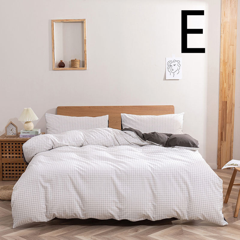 Washed Cotton Four-piece Set, Simple Bedding, Home Textile Cotton Quilt Cover, Bed Sheet Pi-Mart