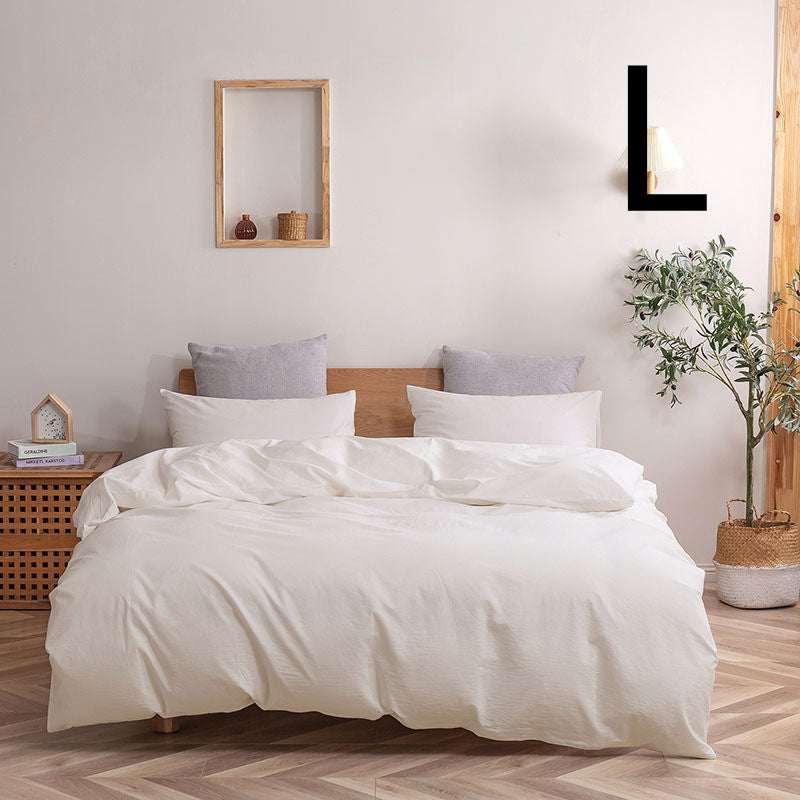 Washed Cotton Four-piece Set, Simple Bedding, Home Textile Cotton Quilt Cover, Bed Sheet Pi-Mart
