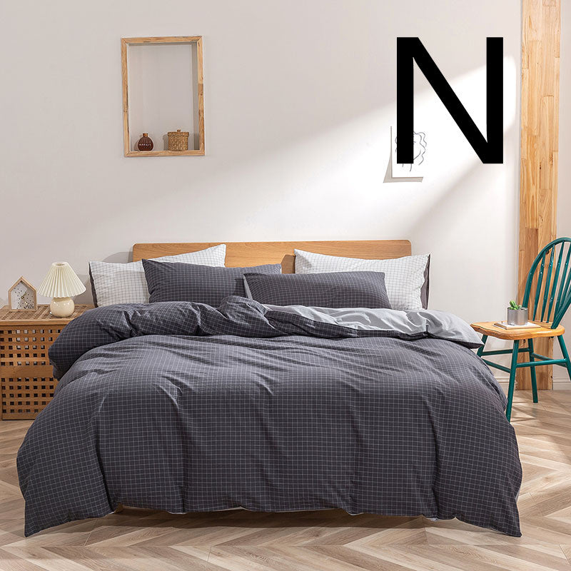 Washed Cotton Four-piece Set, Simple Bedding, Home Textile Cotton Quilt Cover, Bed Sheet Pi-Mart