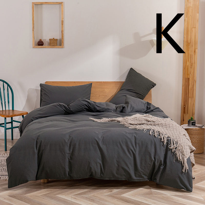 Washed Cotton Four-piece Set, Simple Bedding, Home Textile Cotton Quilt Cover, Bed Sheet Pi-Mart