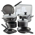 Farberware Easy Clean 20 Piece Aluminum Nonstick Cookware Pots and Pans Set, Gray