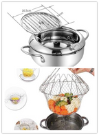 Stainless Steel Telescopic Folding Basket Frying Basket French Fries Degreasing Kitchen Tool Pi-Mart