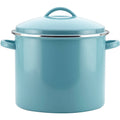 Farberware Enamel-on-Steel Induction Stockpot with Lid, 16 Quart, Aqua