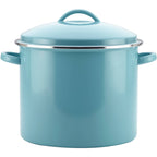 Farberware Enamel-on-Steel Induction Stockpot with Lid, 16 Quart, Aqua