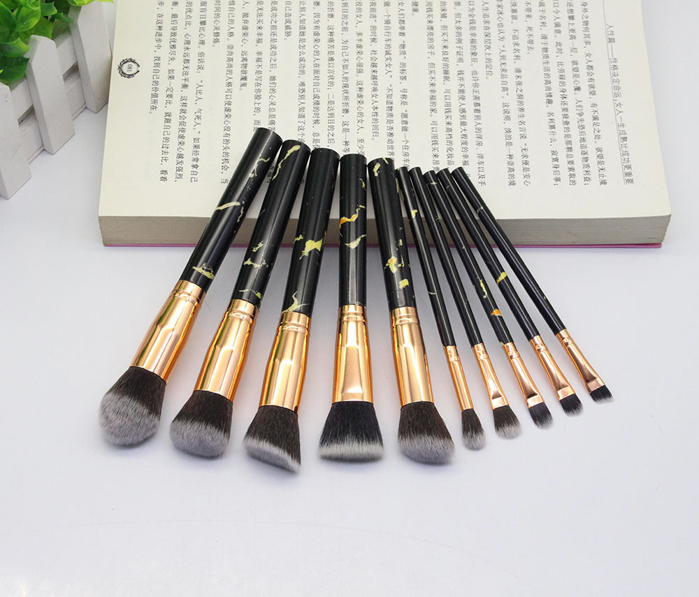 15 Marbled Design Makeup Brushes Set Pi-Mart