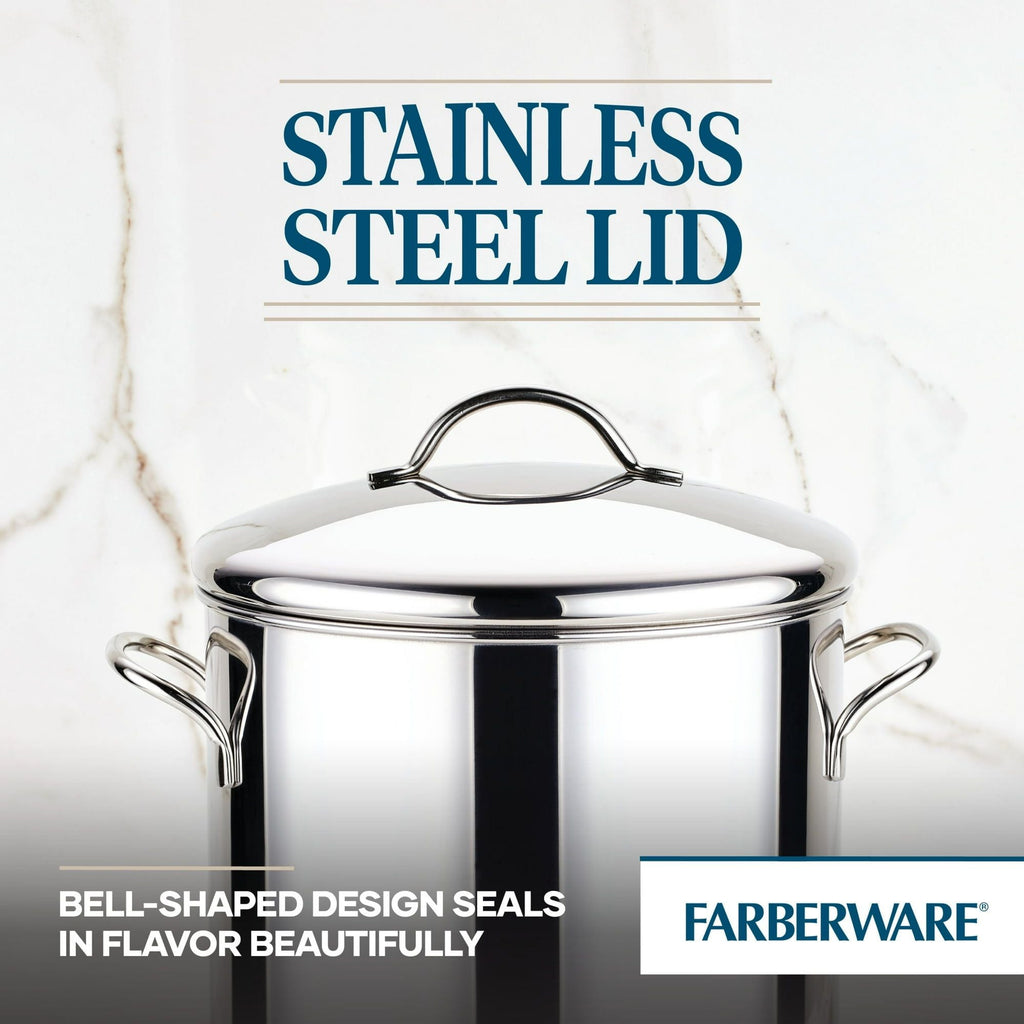 Farberware Classic Series 12 Quart Stainless Steel Covered Stockpot, Silver