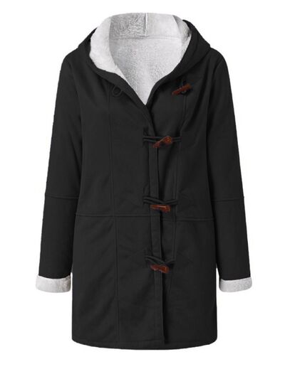 Full Size Pocketed Long Sleeve Hooded Toggle Jacket – Stylish & Functional Outerwear for Women Stevvex