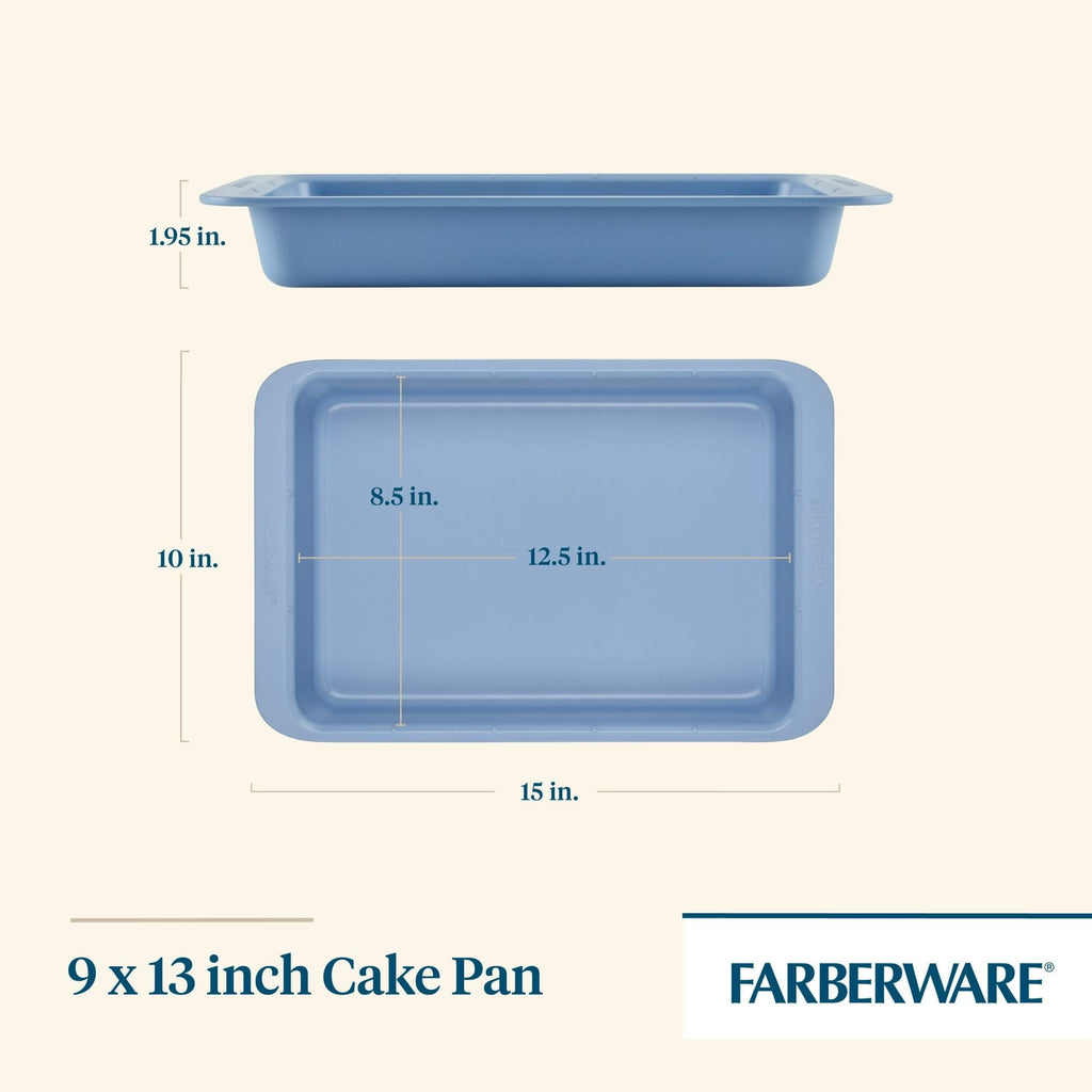 Farberware Easy Solutions 9" x 13" Nonstick Bakeware Rectangular Cake Pan, Blue