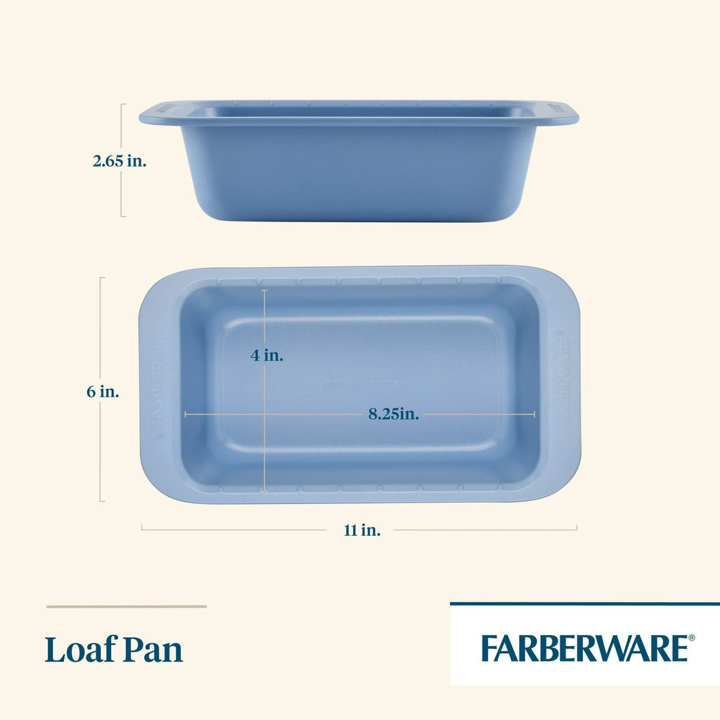 Farberware Easy Solutions 9" x 5" Nonstick Bakeware Loaf Baking Pan, Blue
