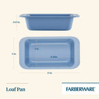 Farberware Easy Solutions 9" x 5" Nonstick Bakeware Loaf Baking Pan, Blue