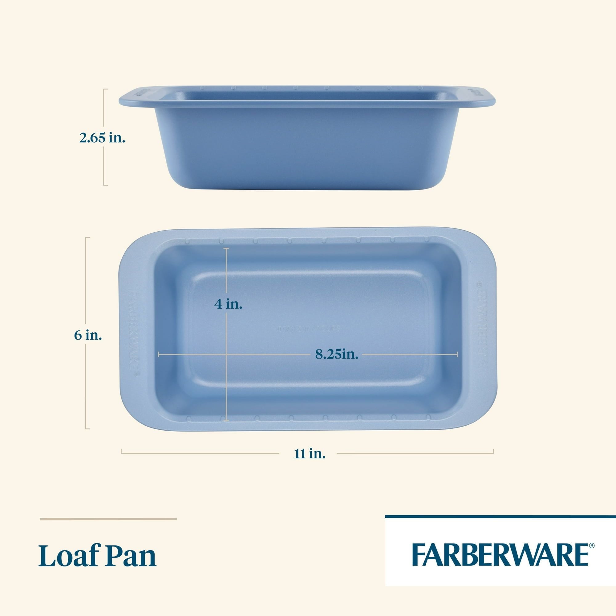 Farberware Easy Solutions 9" x 5" Nonstick Bakeware Loaf Baking Pan, Blue