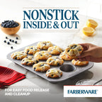 Farberware Bakeware Nonstick 12-Cup Muffin Pans, Set of 2, Gray
