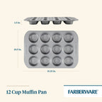 Farberware Bakeware Nonstick 12-Cup Muffin Pans, Set of 2, Gray