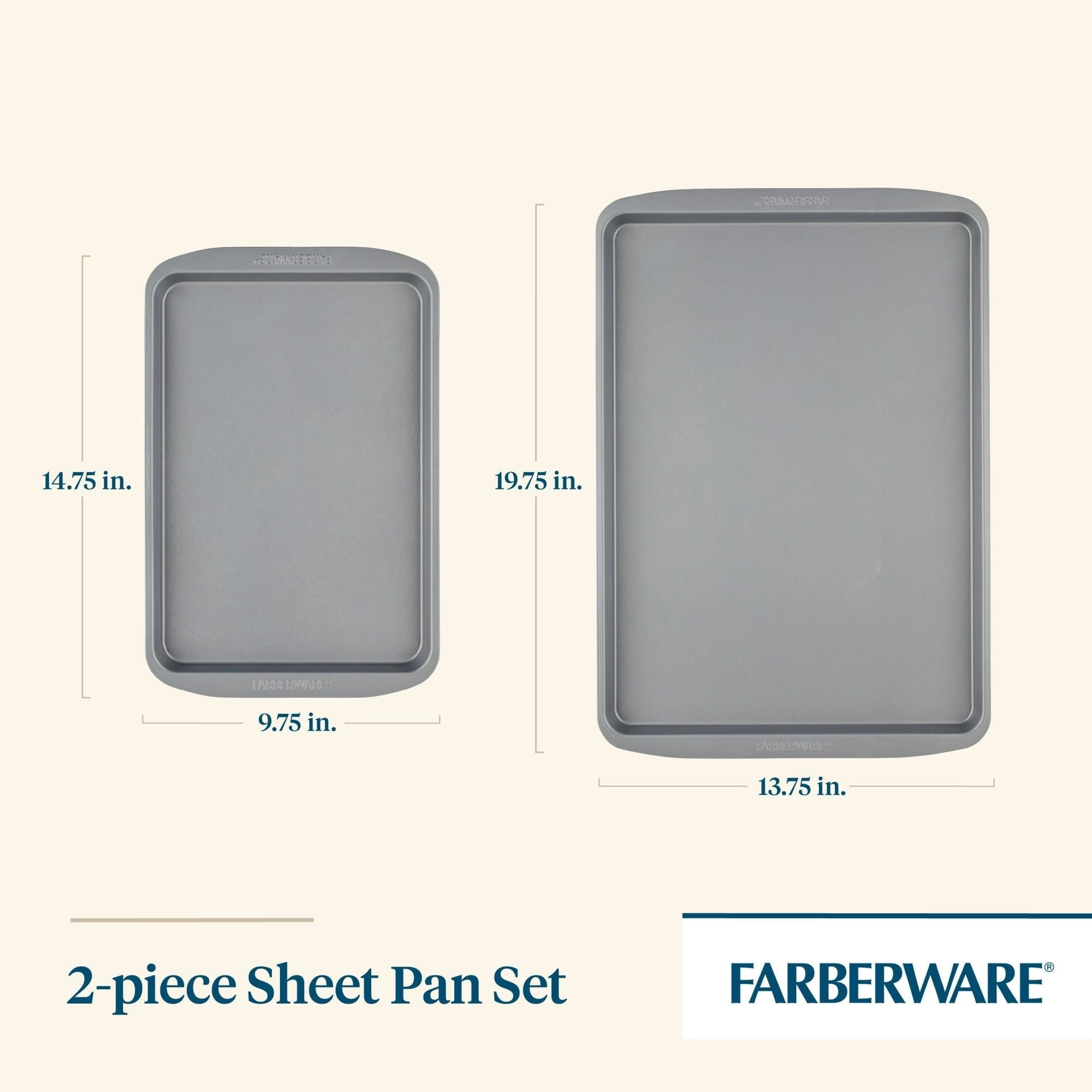 Farberware GoldenBake Bakeware Nonstick Sheet Pan Set, 2-Piece, Gray EasyOptionXY LLC