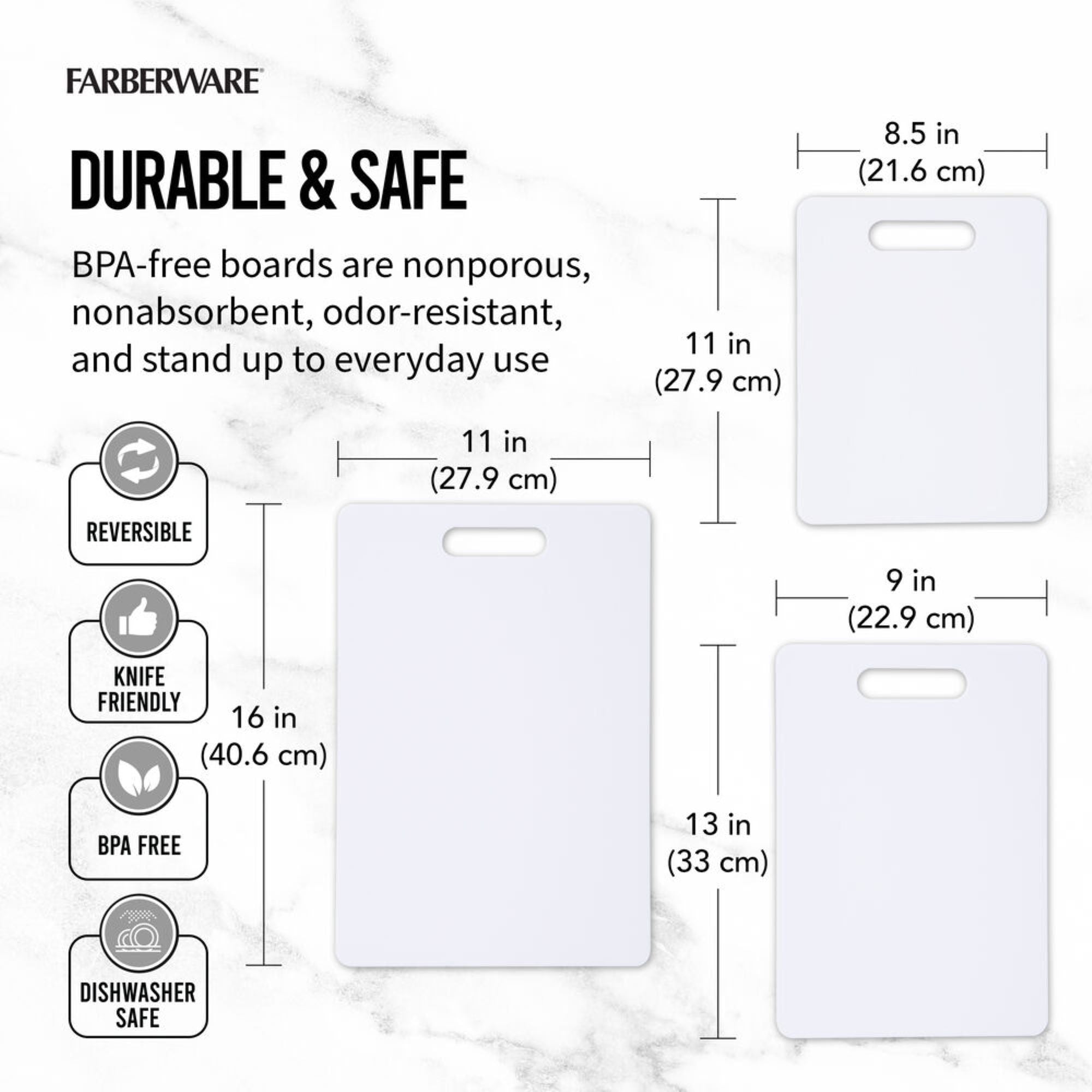 Farberware 3 Piece Poly Cutting Board Set 8.5inch x 11inch 9inch x 13inch, 11inch x 16inch EasyOptionXY LLC
