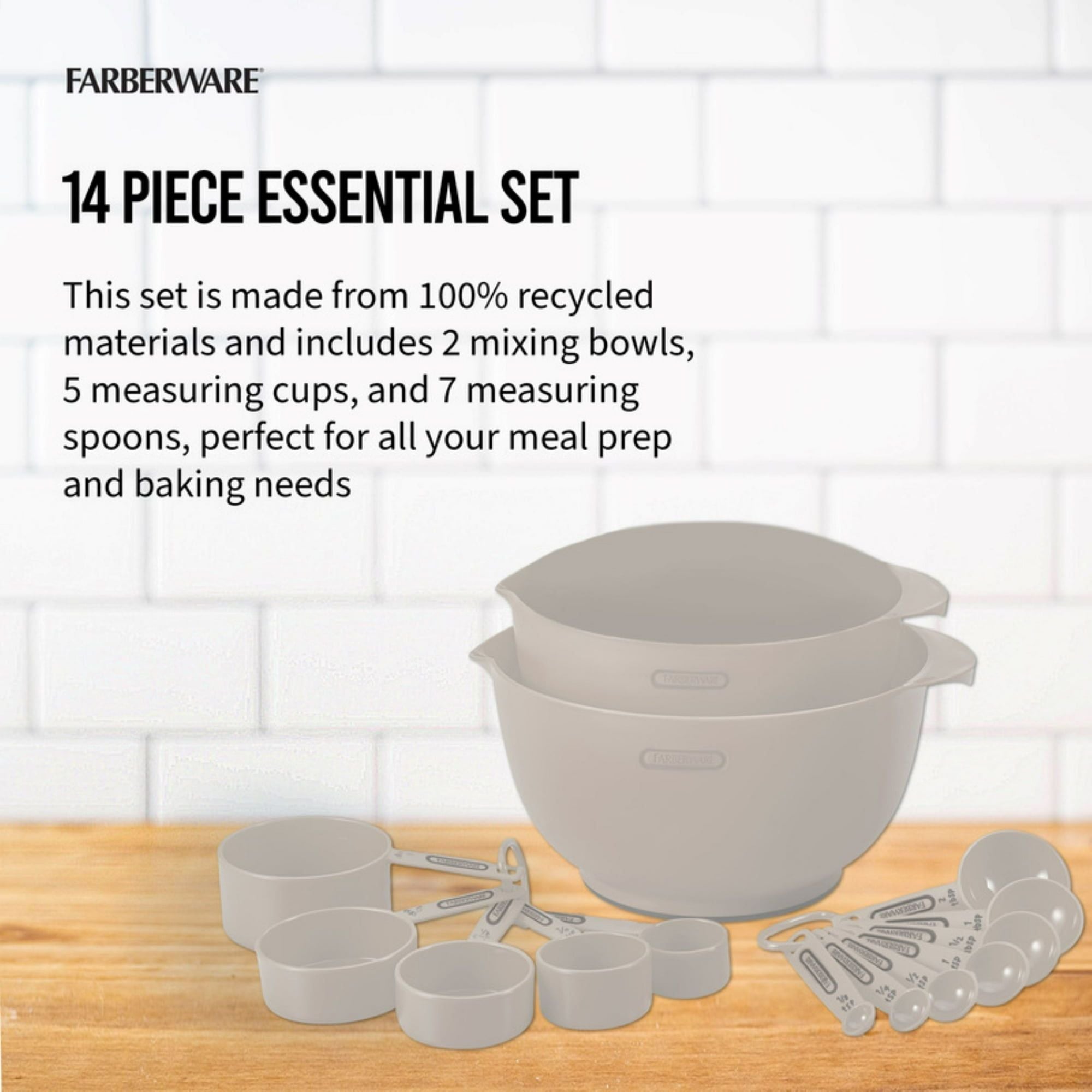 Farberware Pro 14 Piece Recycled Plastic Baking Set Beige EasyOptionXY LLC
