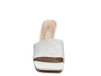 Woven High Heel Sandals - Square Toe Slip-On - Boho Summer Shoes