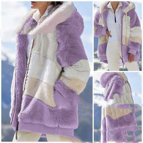 Multicolor patchwork hooded short fashion jacket Pi-Mart