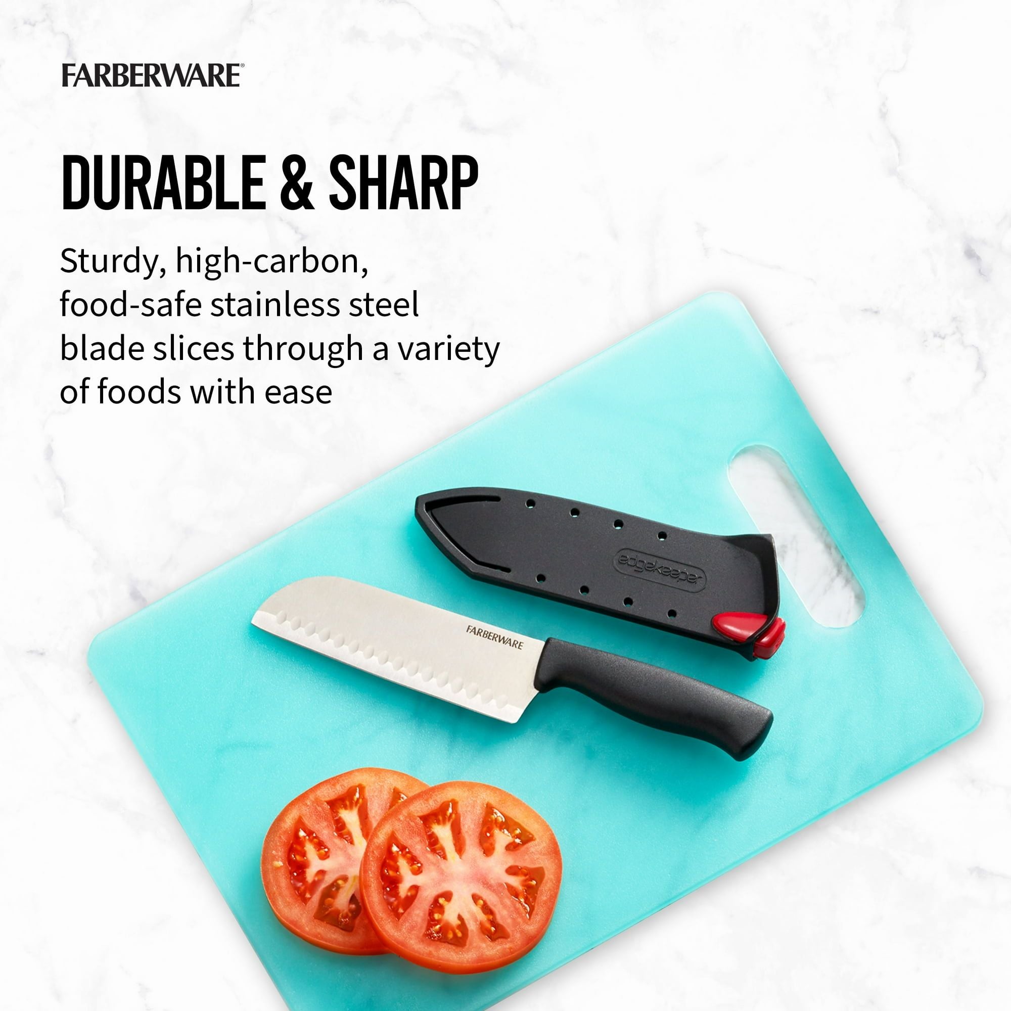 Farberware Edgekeeper Classic 7-inch Santoku Knife with Black Self-Sharpening Sleeve and Handle EasyOptionXY LLC