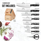 Farberware Edgekeeper 16-Piece Triple-Rivet Cutlery Block Set with Built-In Sharpener, Black EasyOptionXY LLC