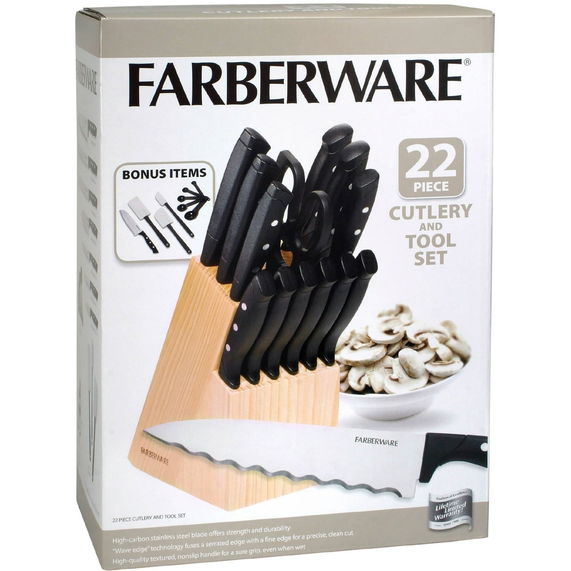 Farberware 22-Piece Never Needs Sharpening Stainless Steel Knife Set with Block Black EasyOptionXY LLC