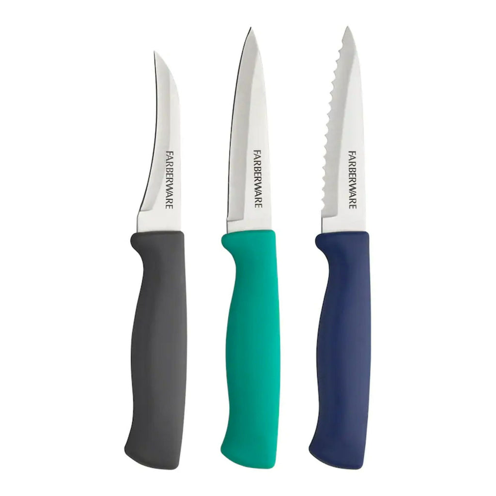 Farberware 3-piece High-Carbon Stainless Steel Paring Knife Set with Plastic Multi-Color Handles EasyOptionXY LLC