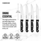 Farberware 4-Piece Full-Tang Triple Rivet 'Never Needs Sharpening' Stainless Steel Steak Knife Set, Black EasyOptionXY LLC