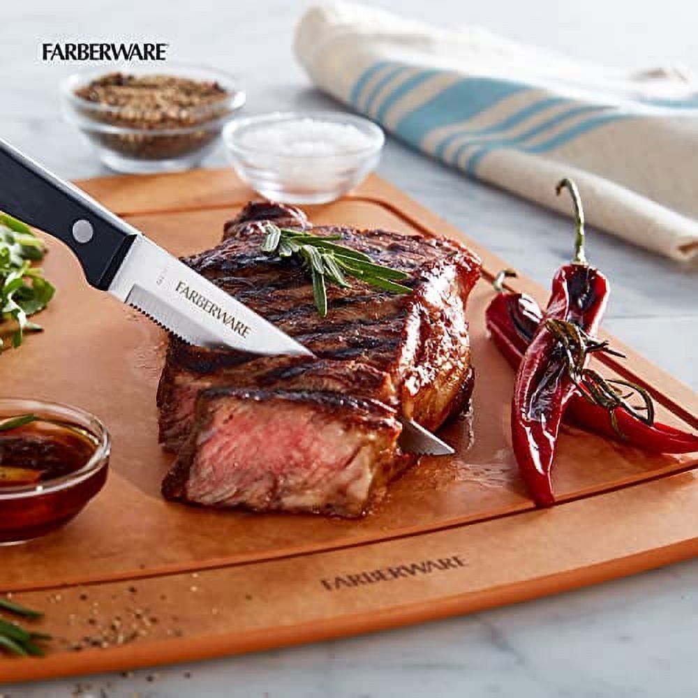Farberware 4-Piece Full-Tang Triple Rivet 'Never Needs Sharpening' Stainless Steel Steak Knife Set, Black EasyOptionXY LLC