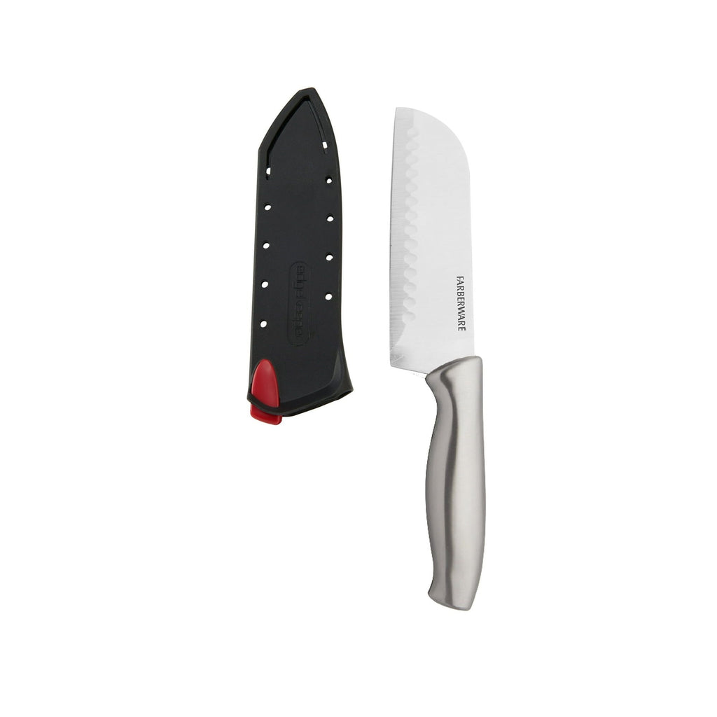 Farberware 5-Inch Santoku Knife with Edgekeeper Self Sharpening Sleeve, Stamped Stainless Steel Handle EasyOptionXY LLC