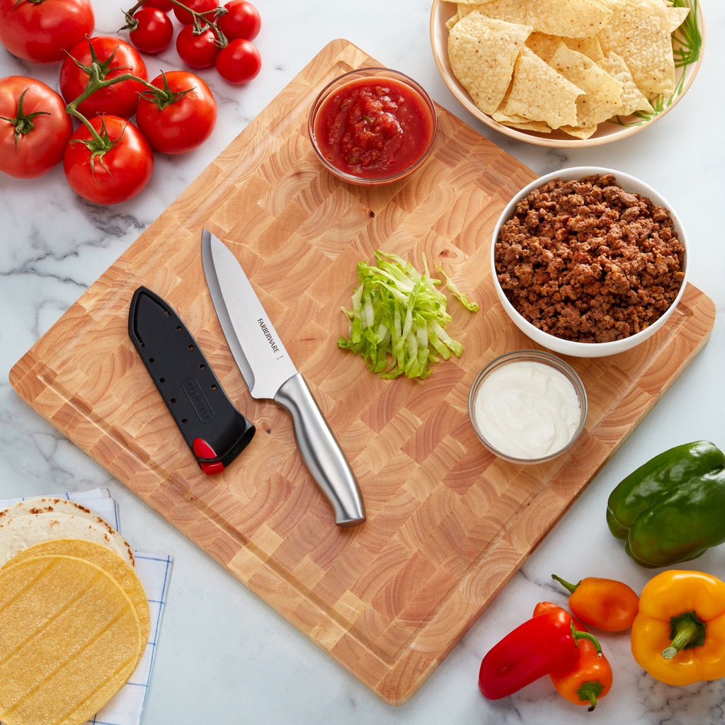Farberware 6-inch Chef Knife with Edgekeeper Self Sharpening Sleeve, Stamped Stainless Steel Handle EasyOptionXY LLC
