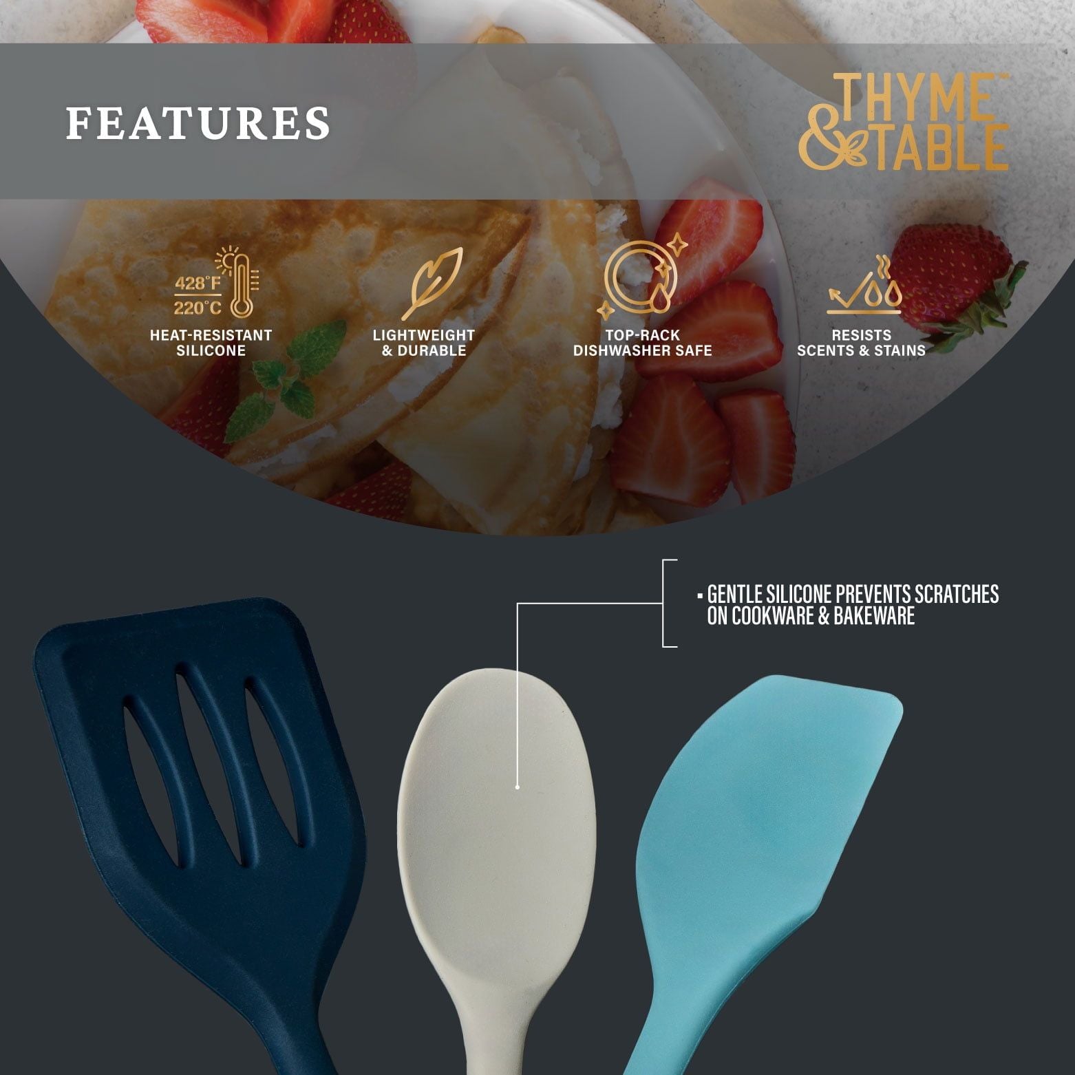 Thyme & Table 3-Piece Silicone Mini Utensil Set EasyOptionXY LLC