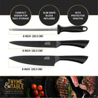 Thyme & Table Knife Set, 13-Piece Kitchen Slim Block Stainless Steel Knife Set