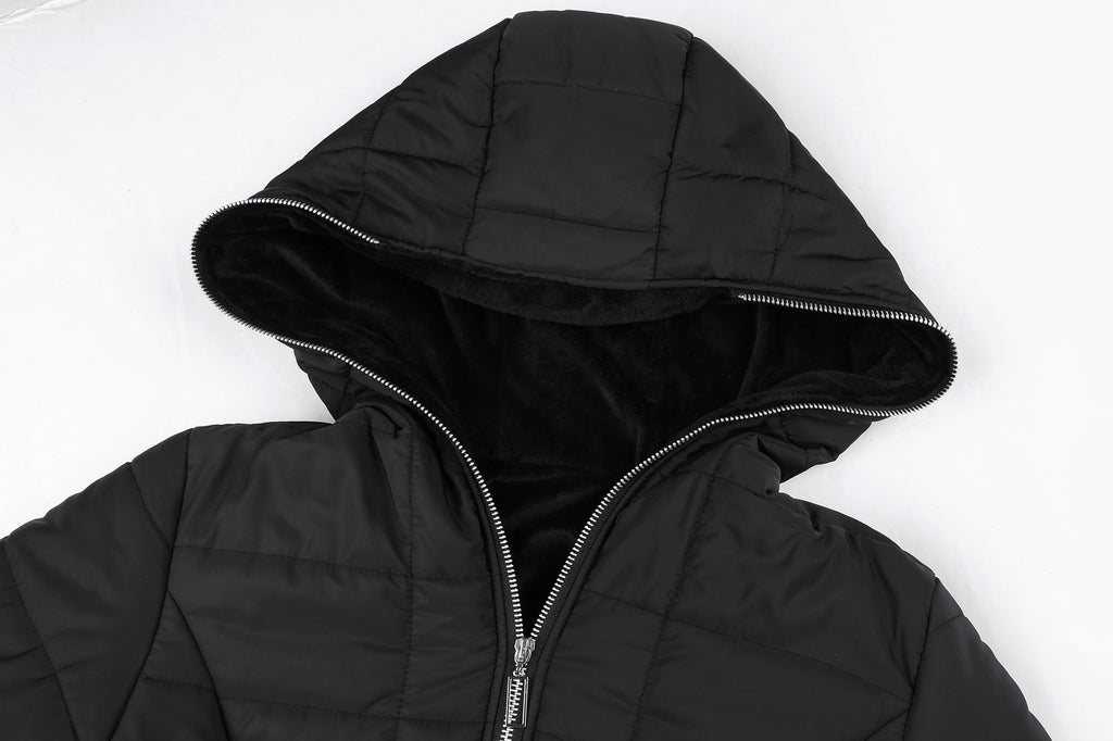 Hooded long-sleeved warm and velvet cotton jacket Pi-Mart