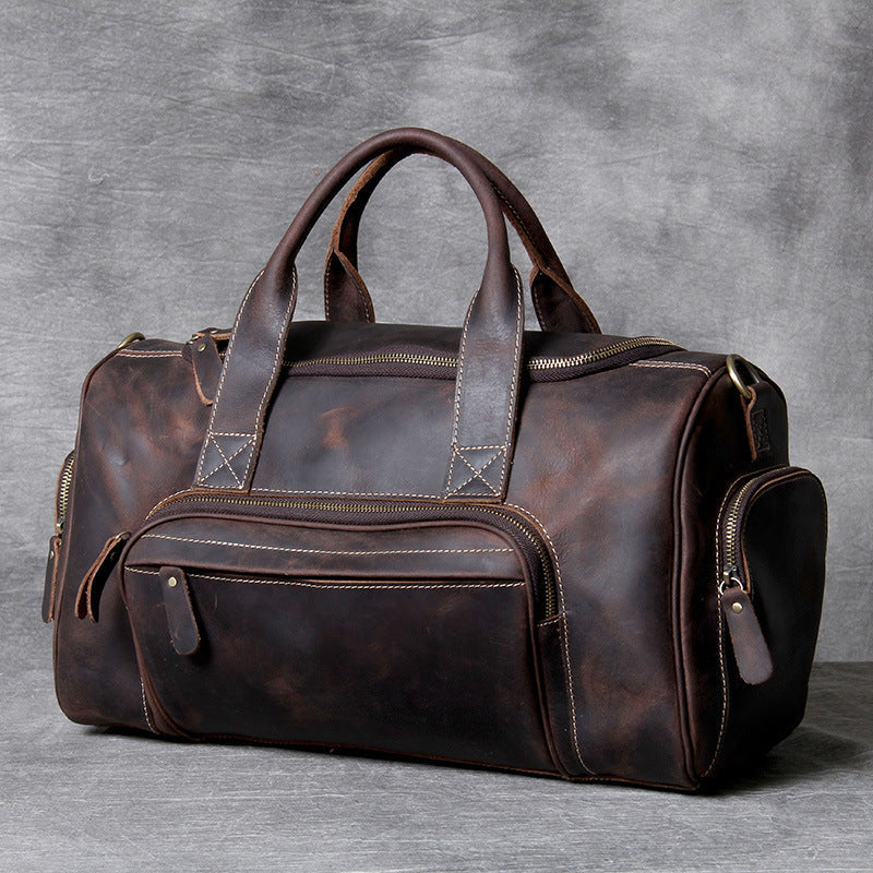 First layer leather big travel bag