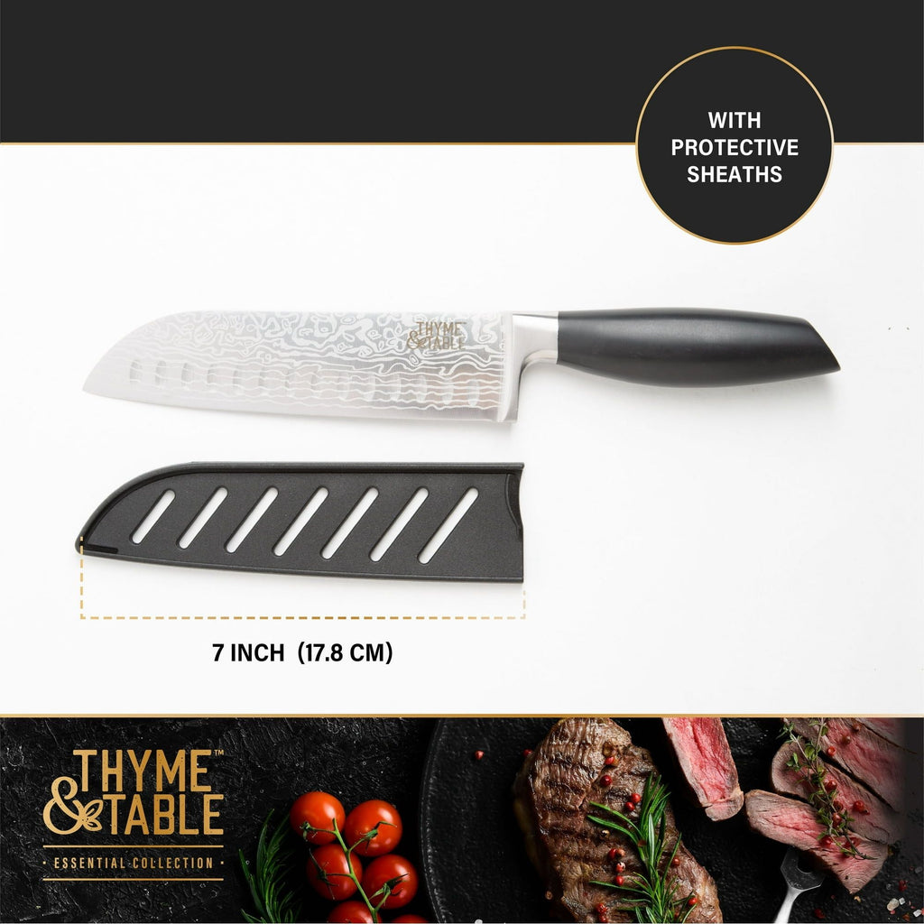 Thyme & Table High Carbon Stainless Steel Kitchen 7" Santoku Knife EasyOptionXY LLC