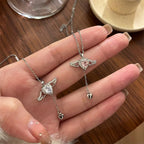Female With Hearts Zircon Romantic Angel Clavicle Chain Pi-Mart