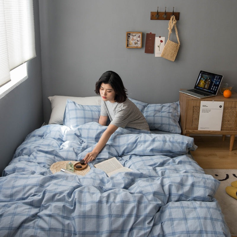 Simple check sheet duvet cover Pi-Mart