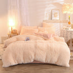 Luxury Thick Fleece Duvet Cover Queen King Winter Warm Bed Quilt Cover Pillowcase Fluffy Plush Shaggy Bedclothes Bedding Set Winter Body Keep Warm Pi-Mart