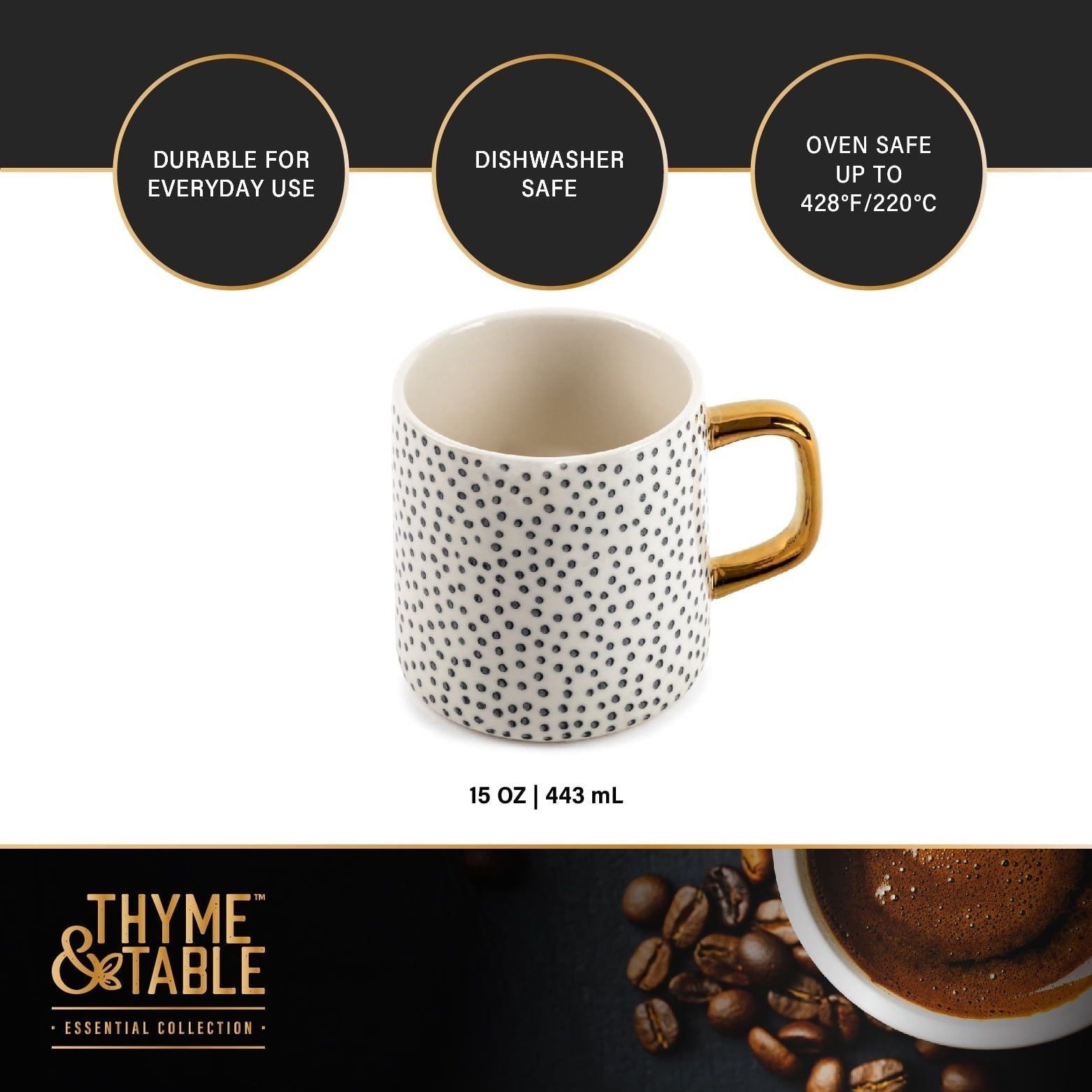 Thyme & Table Stoneware Mug, Dot
