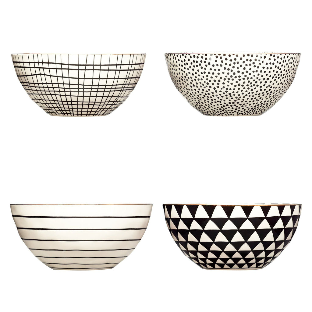 Thyme & Table Servware Black & White Assorted Stoneware Round Bowls, 4 Pack EasyOptionXY LLC