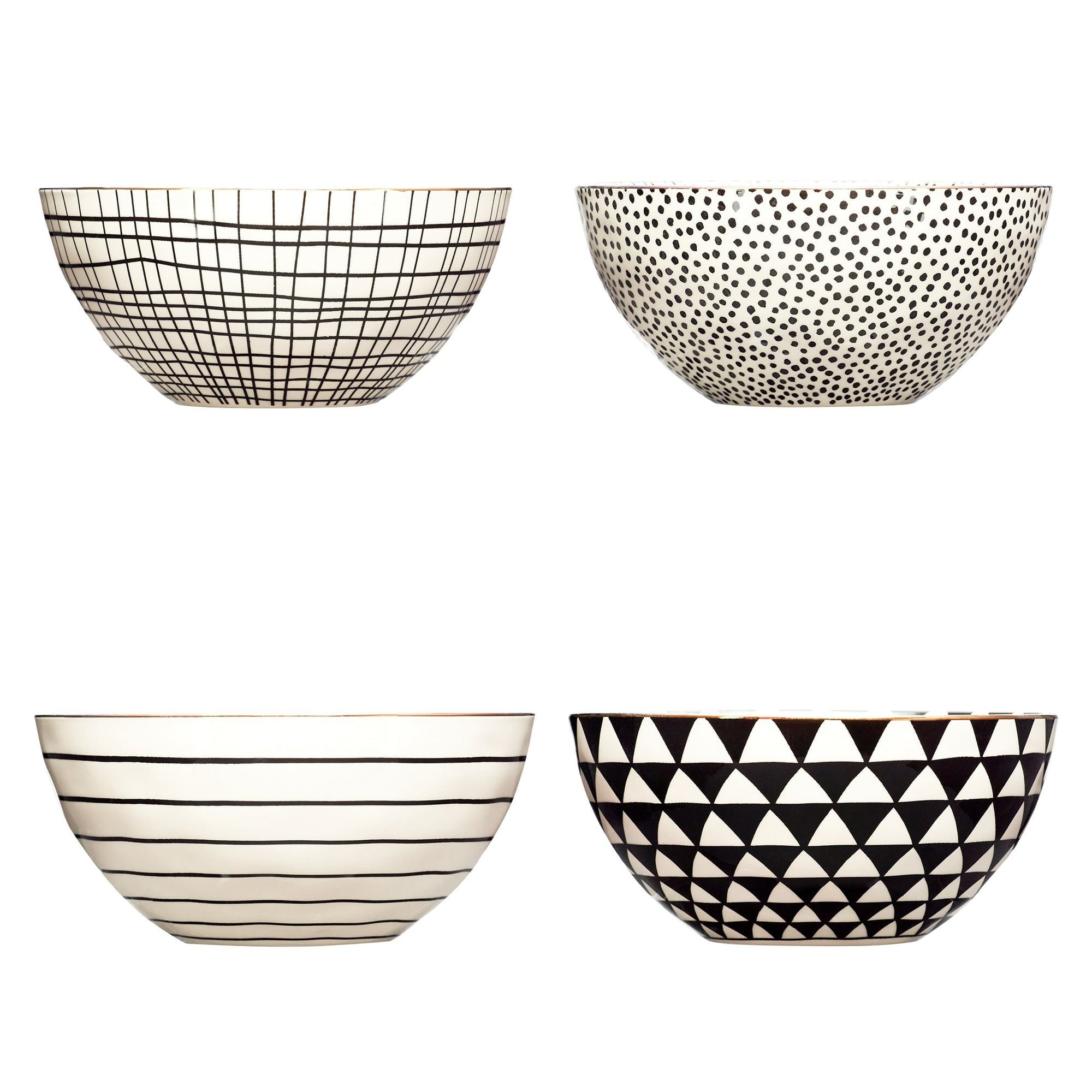 Thyme & Table Servware Black & White Assorted Stoneware Round Bowls, 4 Pack EasyOptionXY LLC